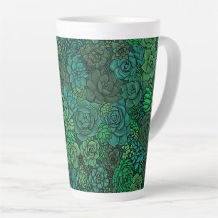Succulent garden in green latte mug