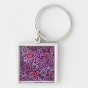 Succulent garden in pink and violet keychain