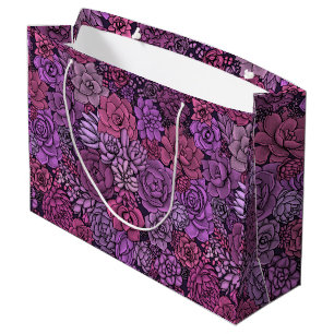 Succulent garden in pink and violet large gift bag