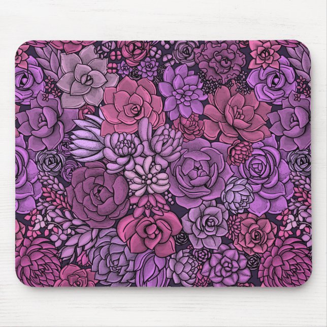 Succulent garden in pink and violet mouse pad (Front)