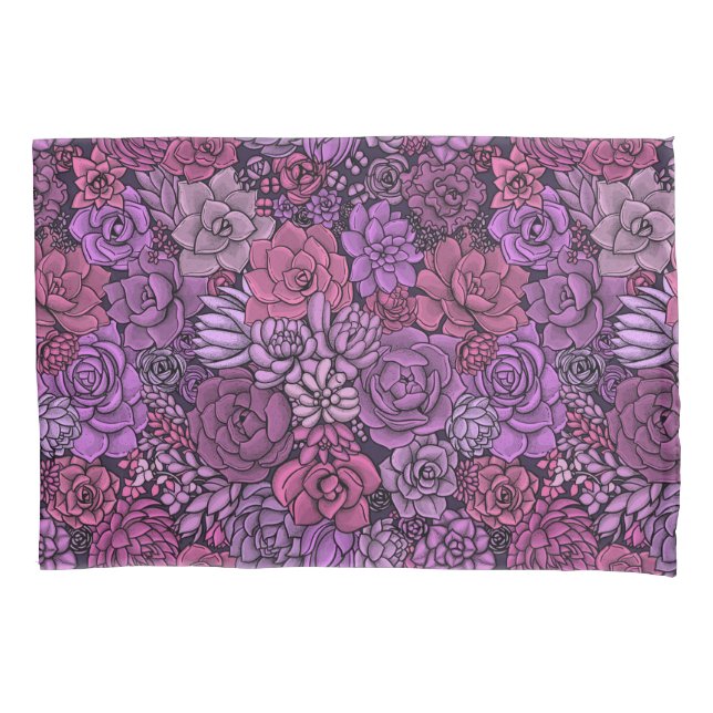 Succulent garden in pink and violet pillowcase (Front-Left)