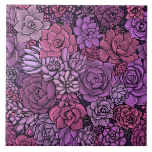 Succulent garden in pink and violet tile