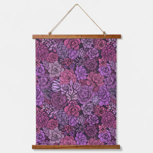 Succulent garden in pinks hanging tapestry