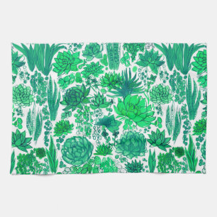 Succulent garden kitchen towel