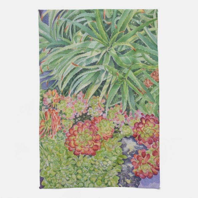 Succulent Garden Kitchen Towel (Vertical)