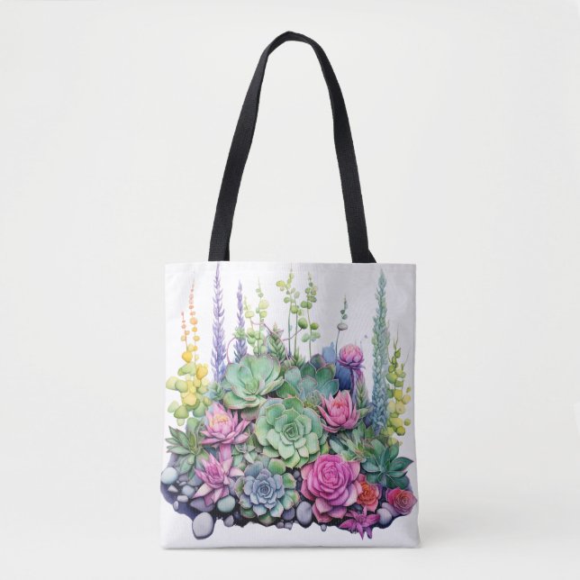 Succulent Garden Oasis Tote Bag (Front)