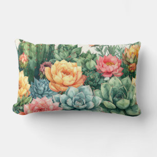 Succulent Garden Pillow - Cactus Botanical Plant 