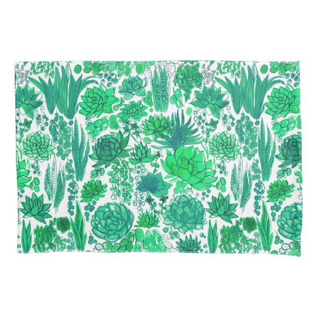 Succulent garden pillowcase (Front-Left)