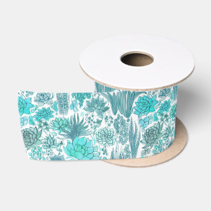 Succulent garden satin ribbon