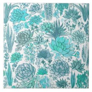 Succulent garden tile