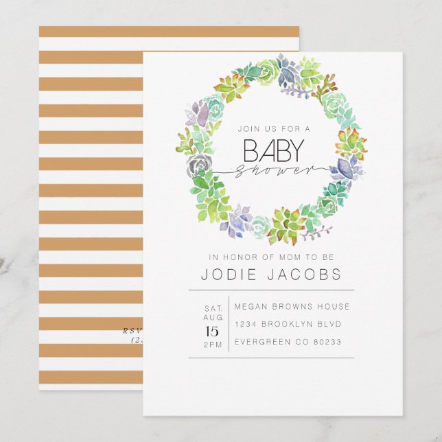 Succulent Garden | Watercolor Baby Shower Invitation