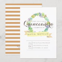 Succulent Garden | Watercolor Quinceanera Invite