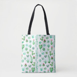 Succulent Garden: Watercolor Seamless Background. Tote Bag
