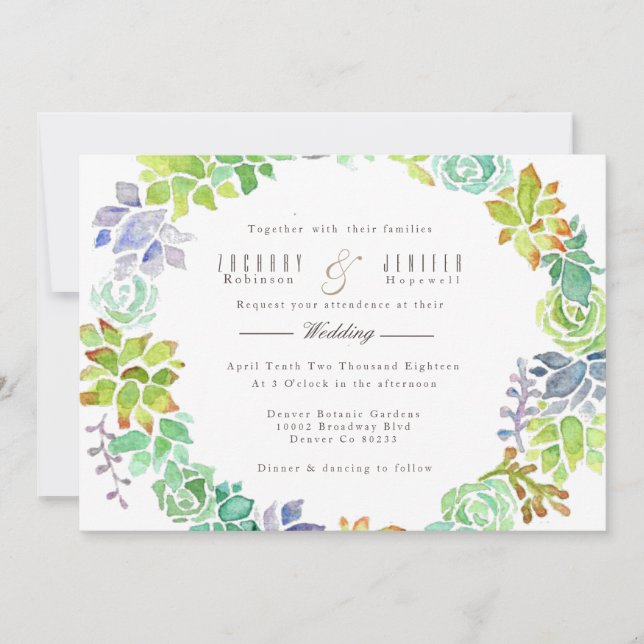 Succulent Garden | Watercolor Wedding Invite (Front)