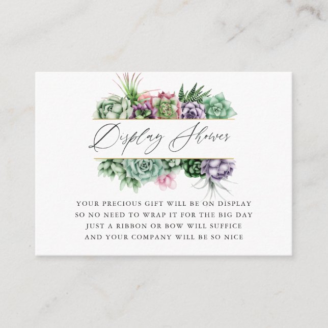 Succulent Geometric Baby Shower Display Shower Enclosure Card (Front)