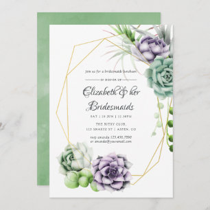 Succulent Geometric Bridesmaids Luncheon Invitation