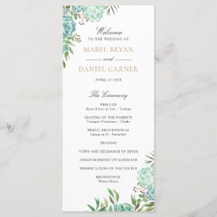 Succulent Geometric Frame Greenery Wedding Program