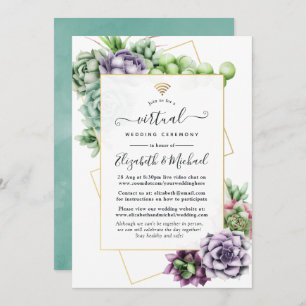 Succulent Geometric Online Virtual Wedding Invitation