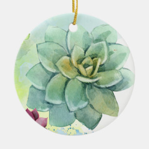 Succulent Glory on a pair of crew socks.  Ceramic Ornament