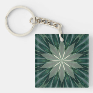 Succulent Green And Forest Flora Kaleidoscope Keychain
