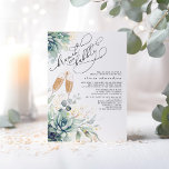 Succulent Greenery Brunch and Bubbly Bridal Shower Invitation<br><div class="desc">Gold leaves succulents greenery brunch and bubbly bridal shower invitations</div>