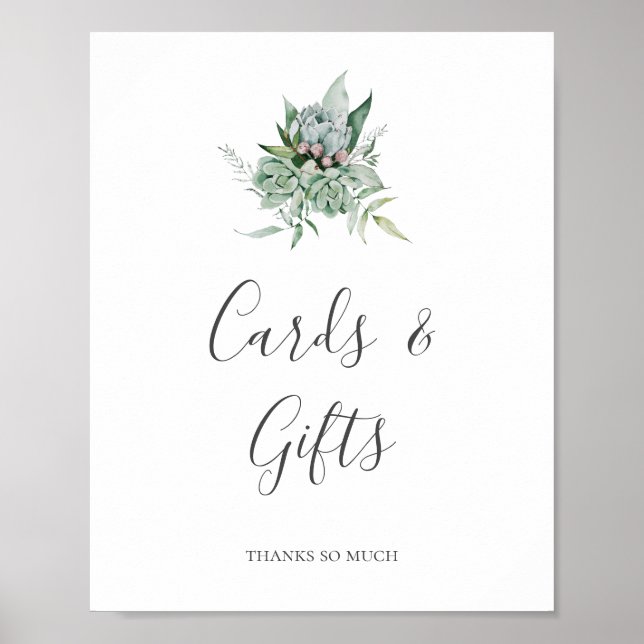 Succulent Greenery | Cards and Gifts Sign (Front)