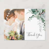 Succulent Greenery Front and Back Photo Thank you