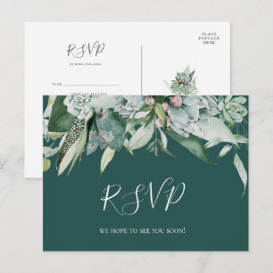 Succulent Greenery   Green Menu Choice RSVP Card