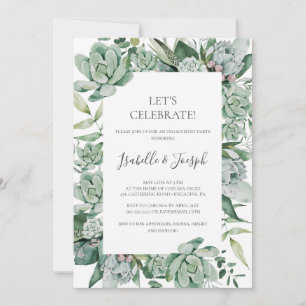 Succulent Greenery   Let's Celebrate Invitation