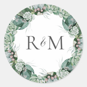 Succulent Greenery   Monogram Envelope Seals