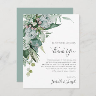 Succulent Greenery Sage Thank You Reception Card