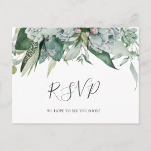 Succulent Greenery   Song Request RSVP Postcard