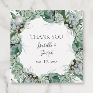 Succulent Greenery   Thank You Favour Tags