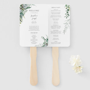 Succulent Greenery   Wedding Program Hand Fan