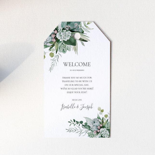 Succulent Greenery | Wedding Welcome Gift Tags (Creator Uploaded)