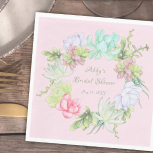 Succulent Greenery Wreath Bridal Shower Napkin