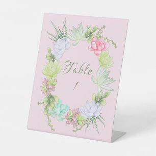 Succulent Greenery Wreath Bridal Shower Table  Pedestal Sign