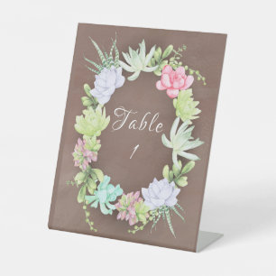 Succulent Greenery Wreath Bridal Shower Table Pedestal Sign