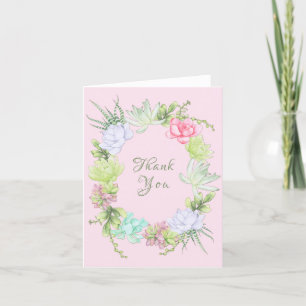 Succulent Greenery Wreath Bridal Shower Thank You Card