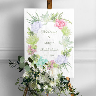 Succulent Greenery Wreath Bridal Shower Welcome Poster