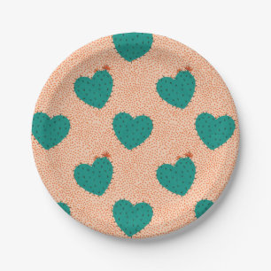 Succulent Heart Paper Plates