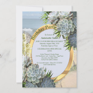 Succulent Hues of Pale Blues Birthday Invitation