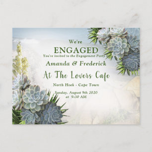 Succulent Hues of Pale Blues Engagement Invitation Postcard