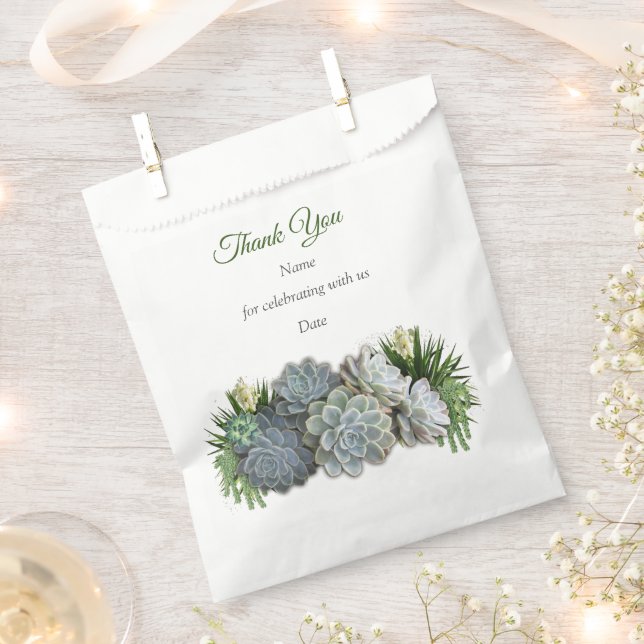 Succulent Hues of Pale Blues Favour Bag (Clipped)