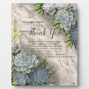 Succulent Hues of Pale Blues & Green Thank You Plaque