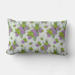 Succulent  Hues of Sea Green & Lavender tones Pill Lumbar Pillow