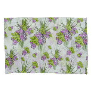 Succulent  Hues of Sea Green & Lavender tones Pillowcase
