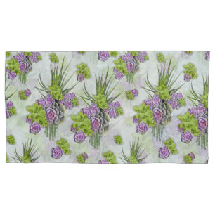 Succulent Hues of Sea Green & Lavender tones Pillowcase