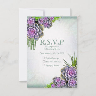 Succulent Hues of Sea Green, Violet RSVP Card
