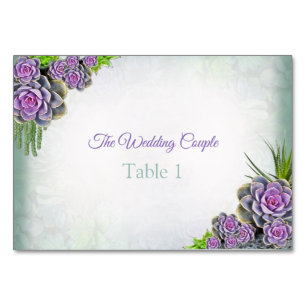 Succulent Hues of Sea Green, Violet  Table cards